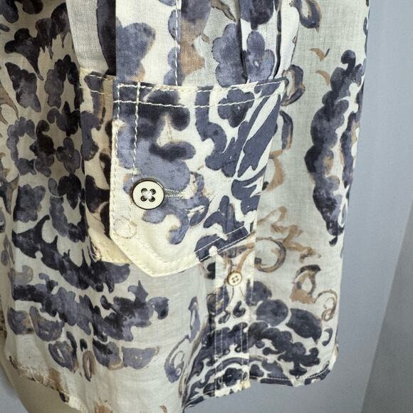 Tory Burch Brigitte Blue Floral Print  Cotton Long-Sleeve Button-Up Blouse Sz 4 - Picture 7 of 12